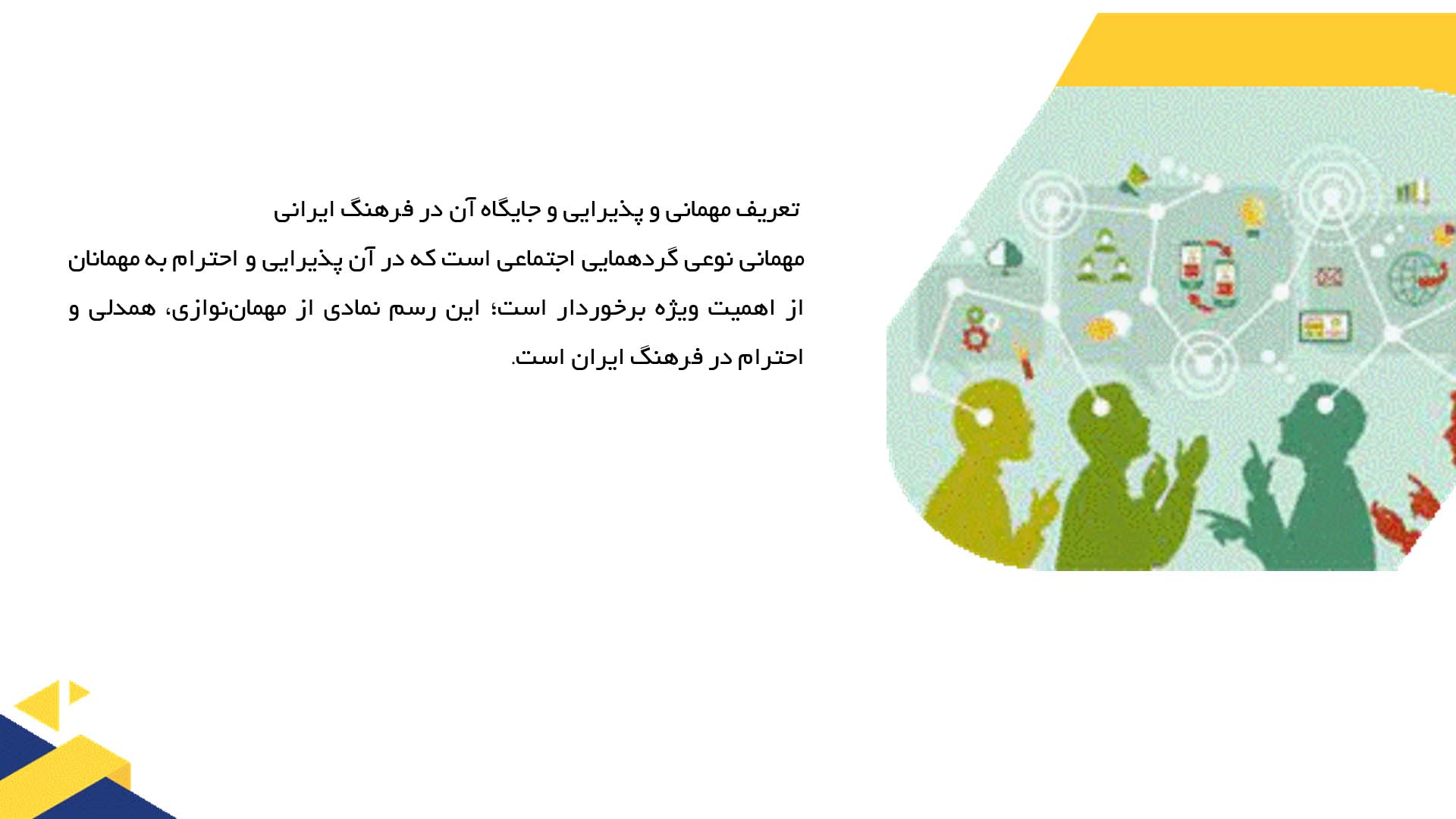 پاورپوینت در مورد اهمیت مهمانی و پذیرایی در فرهنگ ایرانی